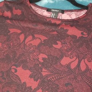 Long burgundy and black Paisley dress